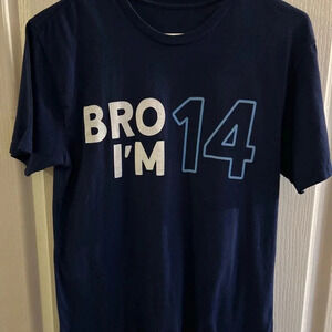 Blue 14th Birthday T-Shirt Short Sleeve Size Small Bro I’m 14 EUC